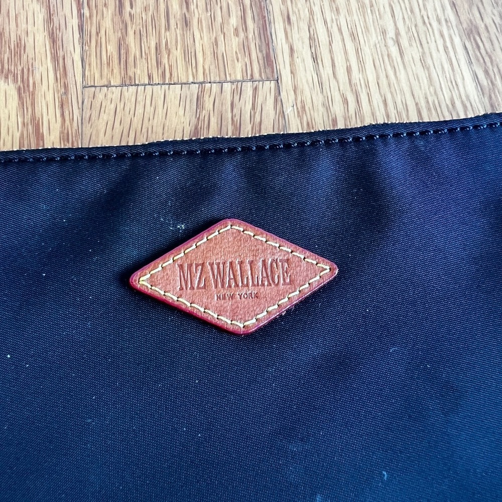MZ Wallace Metro Nylon Zip Pouch Navy Pink Logo Cosmetic Makeup‎ Bag Travel Case - Picture 9 of 16